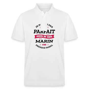 MARIN PARFAIT - PRENOM MARIN - Polo PREPSTER bio Stanley/Stella Unisexe - blanc - Devant - Roxy (174cm) & Andy (188cm)