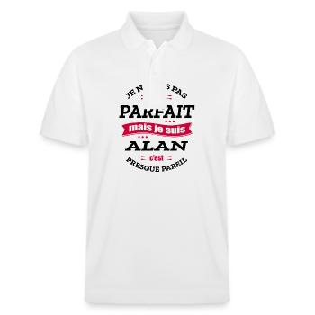 ALAN PARFAIT - PRENOM ALAN - Polo PREPSTER bio Stanley/Stella Unisexe - blanc - Devant - Roxy (174cm) & Andy (188cm)