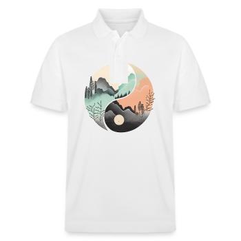 Ying Yang - Mountains / Beach - Stanley/Stella Unisex Organic Polo Shirt PREPSTER - white - Front - Roxy (174cm) & Andy (188cm)