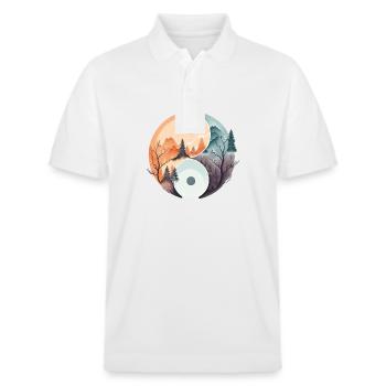 Ying Yang - Mountains / Beach - Stanley/Stella Unisex Organic Polo Shirt PREPSTER - white - Front - Roxy (174cm) & Andy (188cm)