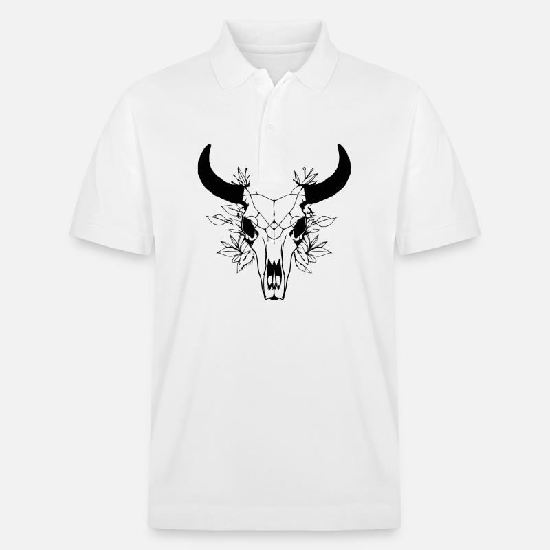 Crâne de vache Boho - Polo PREPSTER bio Stanley/Stella Unisexe - blanc