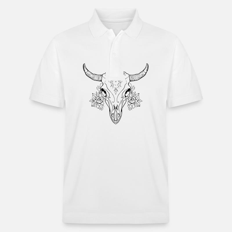 Crâne de vache Boho - Polo PREPSTER bio Stanley/Stella Unisexe - blanc
