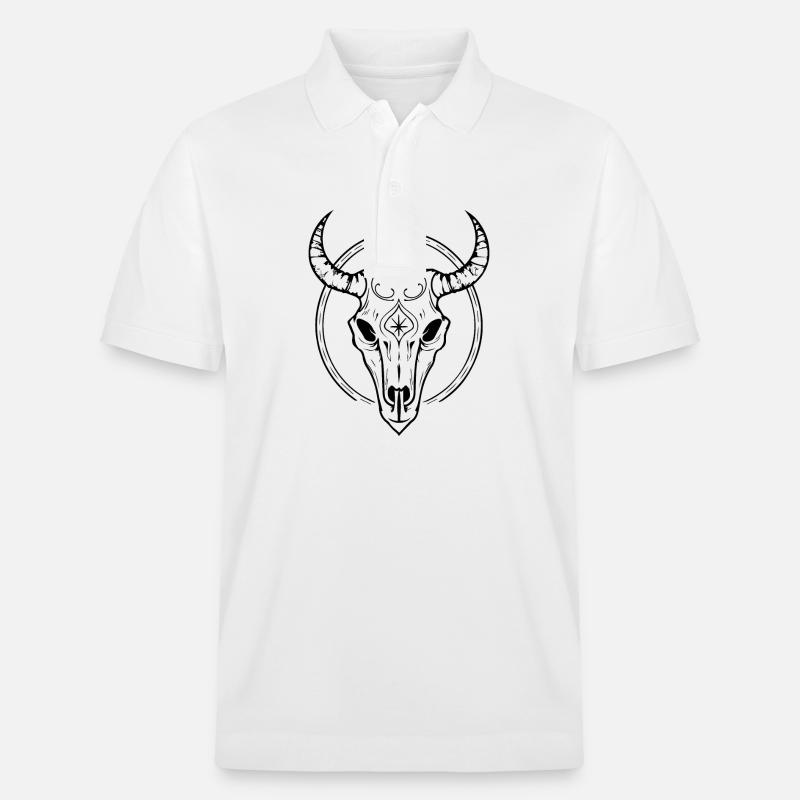 Kuh Schädel Boho - Stanley/Stella Unisex Bio-Poloshirt PREPSTER - Weiß