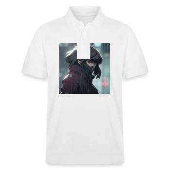 Kybernetische Rätsel: Schönes Anime-Mädchen mit einem - Stanley/Stella Unisex Bio-Poloshirt PREPSTER - Weiß - Vorne - Roxy (174cm) & Andy (188cm)