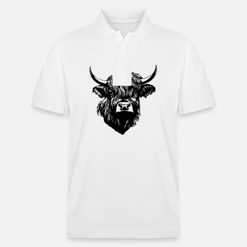 Vache écossaise des Highlands - Polo PREPSTER bio Stanley/Stella Unisexe - blanc
