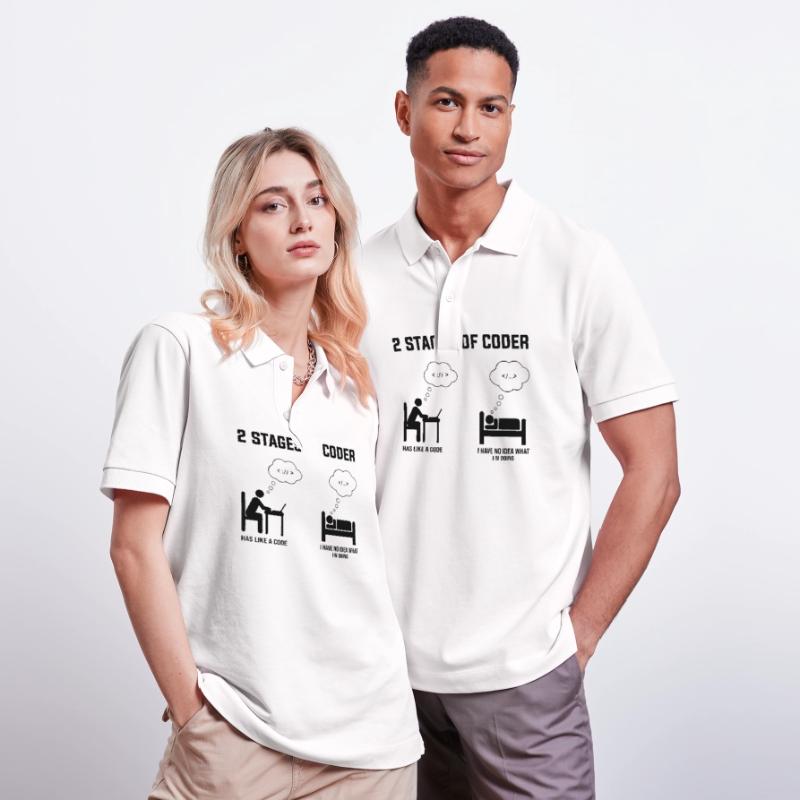 2 étapes du codeur - Idée cadeau Codage de code d’humour Polo PREPSTER bio Stanley/Stella Unisexe