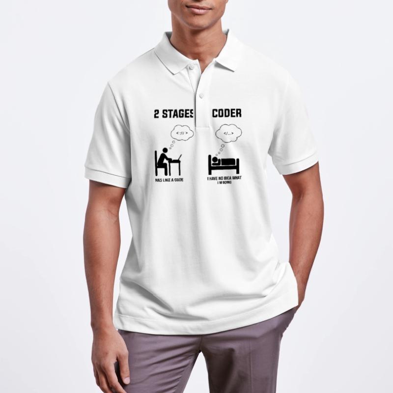 2 étapes du codeur - Idée cadeau Codage de code d’humour Polo PREPSTER bio Stanley/Stella Unisexe