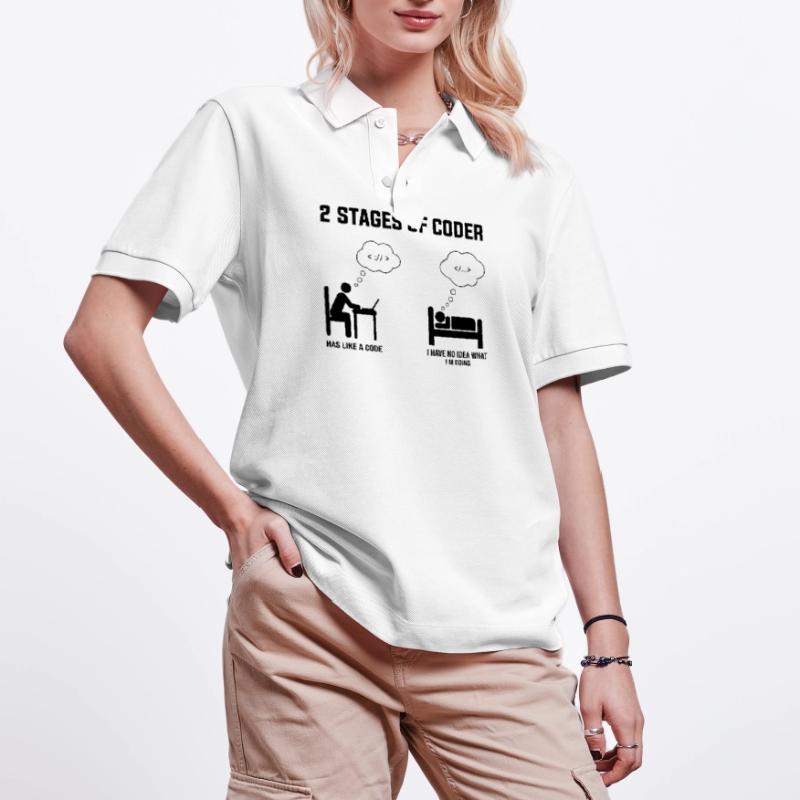 2 étapes du codeur - Idée cadeau Codage de code d’humour Polo PREPSTER bio Stanley/Stella Unisexe