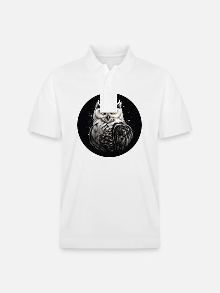 Schneeeulenportrait Schneeeule Eulengrafik - Stanley/Stella Unisex Bio-Poloshirt PREPSTER - Weiß