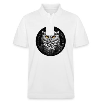 Schneeeulenportrait Schneeeule Eulengrafik - Stanley/Stella Unisex Bio-Poloshirt PREPSTER - Weiß - Vorne - Roxy (174cm) & Andy (188cm)