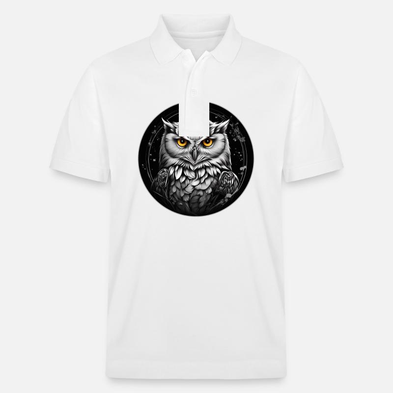 Schneeeulenportrait Schneeeule Eulengrafik - Stanley/Stella Unisex Bio-Poloshirt PREPSTER - Weiß