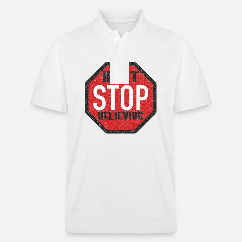 DONT STOP BELIEVING BLACK GRUNGE - Stanley/Stella Unisex Bio-Poloshirt PREPSTER - Weiß