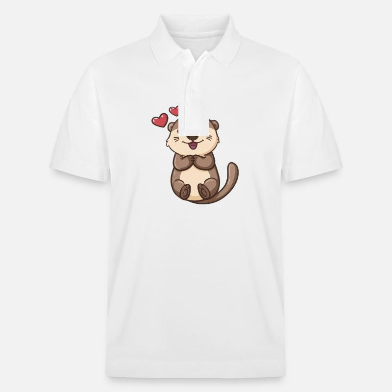 Loutre mignonne avec des coeurs - Polo PREPSTER bio Stanley/Stella Unisexe - blanc