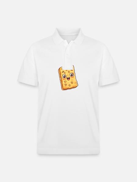 Barretta di muesli croccante in stile cartone animato - Polo ecologica unisex PREPSTER di Stanley/Stella - bianco