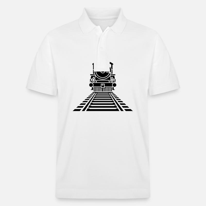 Skizze der Eisenbahn - Stanley/Stella Unisex Bio-Poloshirt PREPSTER - Weiß