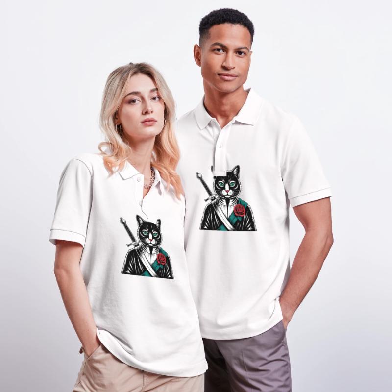 Die Samurai-Katze, die Bushido-Katze Stanley/Stella Unisex Bio-Poloshirt PREPSTER