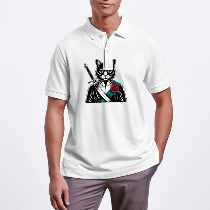 Die Samurai-Katze, die Bushido-Katze Stanley/Stella Unisex Bio-Poloshirt PREPSTER