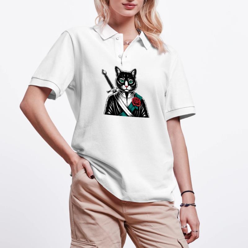 Die Samurai-Katze, die Bushido-Katze Stanley/Stella Unisex Bio-Poloshirt PREPSTER