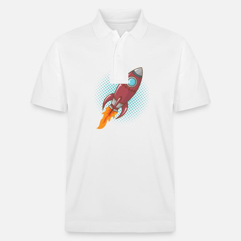 Comic Rocket Spaceship Spacecraft Missile - Polo PREPSTER bio Stanley/Stella Unisexe - blanc