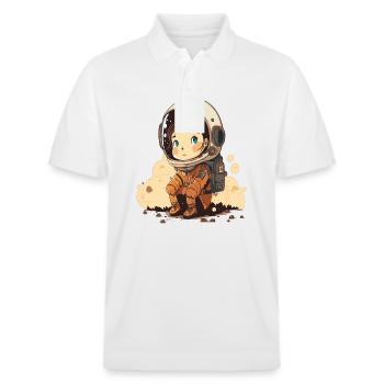 Cute and cute astronauts illustration - Stanley/Stella Unisex Organic Polo Shirt PREPSTER - white - Front - Roxy (174cm) & Andy (188cm)