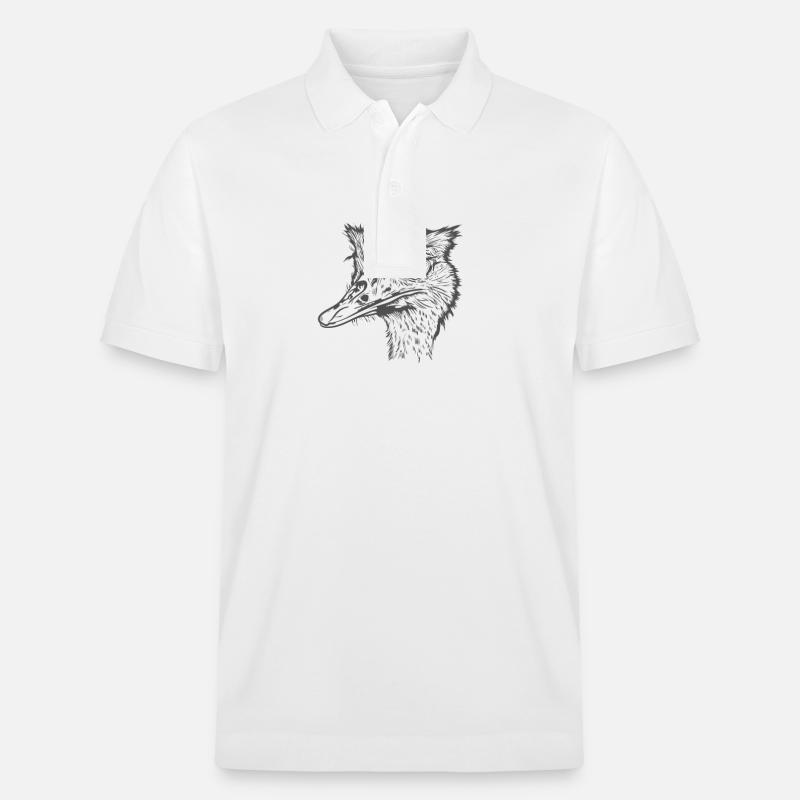 Straußenkopf Laufvogel Savanne - Stanley/Stella Unisex Bio-Poloshirt PREPSTER - Weiß