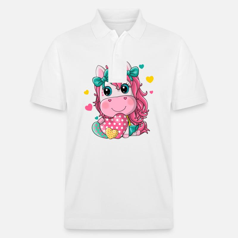 Einhornmädchen mit Herz - Stanley/Stella Unisex Bio-Poloshirt PREPSTER - Weiß