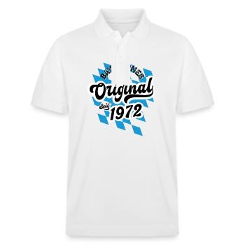 Bayrisches Original seit 1947 Geburtstag - Stanley/Stella Unisex Bio-Poloshirt PREPSTER - Weiß - Vorne - Roxy (174cm) & Andy (188cm)