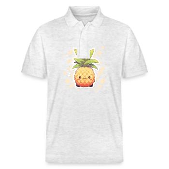 Ananas Plante Ananas Fruit Fruit - Polo PREPSTER bio Stanley/Stella Unisexe - blanc chiné - Devant - Roxy (174cm) & Andy (188cm)