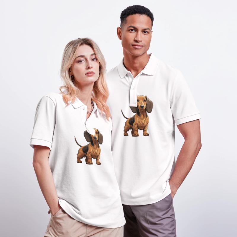 Dackel, Dachshund oder Teckel Niedlicher Jagdhund Stanley/Stella Unisex Bio-Poloshirt PREPSTER