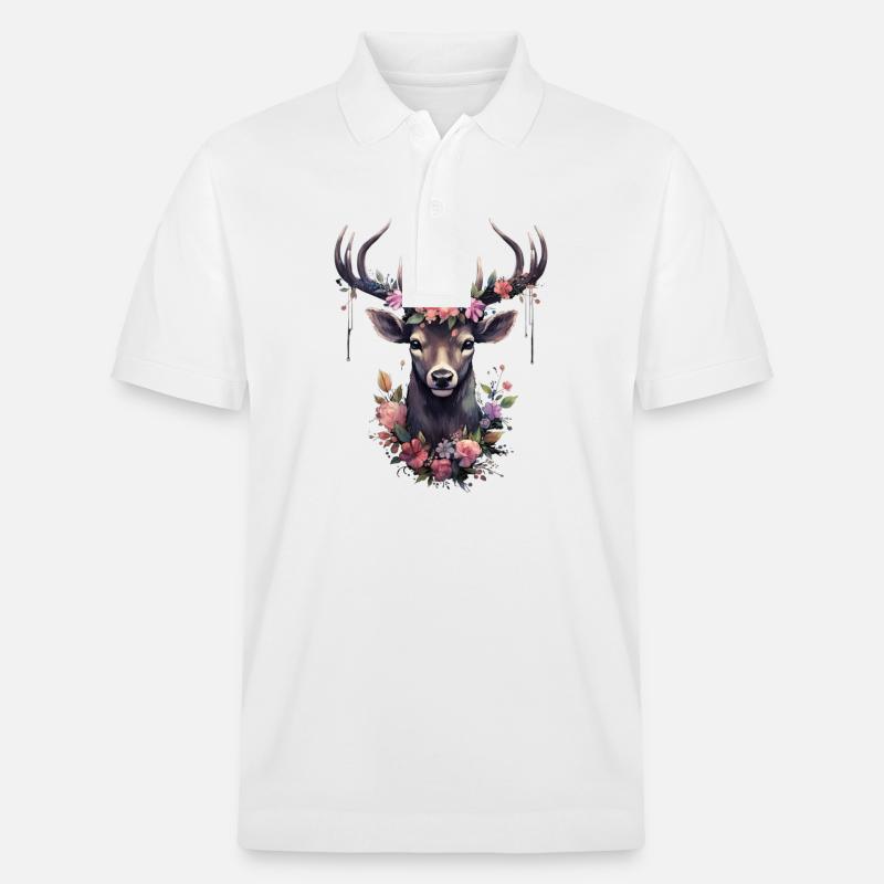 Ersatz Dirndl Hirschgeweih Hirsch - Stanley/Stella Unisex Bio-Poloshirt PREPSTER - Weiß