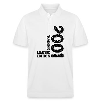 2001 September Limited Edition 22. Geburtstag Deko - Stanley/Stella Unisex Bio-Poloshirt PREPSTER - Weiß - Vorne - Roxy (174cm) & Andy (188cm)