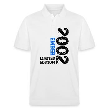2002 December Limited Edition 21st Birthday Decoration - Stanley/Stella Unisex Organic Polo Shirt PREPSTER - white - Front - Roxy (174cm) & Andy (188cm)