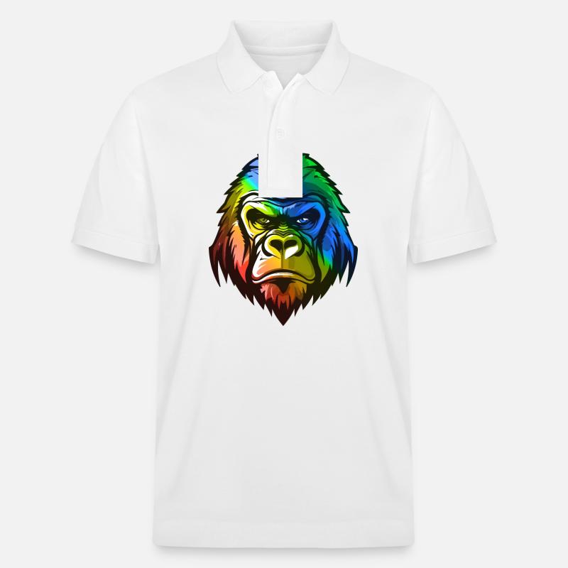 Gorilla Kopf Bunt - Stanley/Stella Unisex Bio-Poloshirt PREPSTER - Weiß