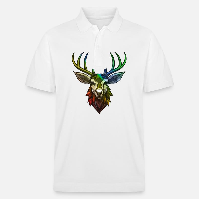 Hirsch Kopf Bunt - Stanley/Stella Unisex Bio-Poloshirt PREPSTER - Weiß