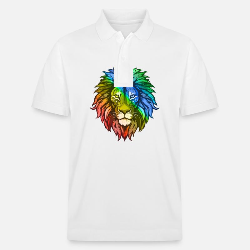 Löwe Kopf Bunt - Stanley/Stella Unisex Bio-Poloshirt PREPSTER - Weiß