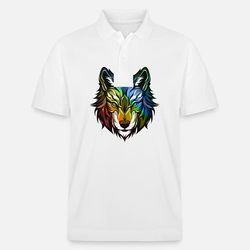 Wolf Kopf Bunt - Stanley/Stella Unisex Bio-Poloshirt PREPSTER - Weiß
