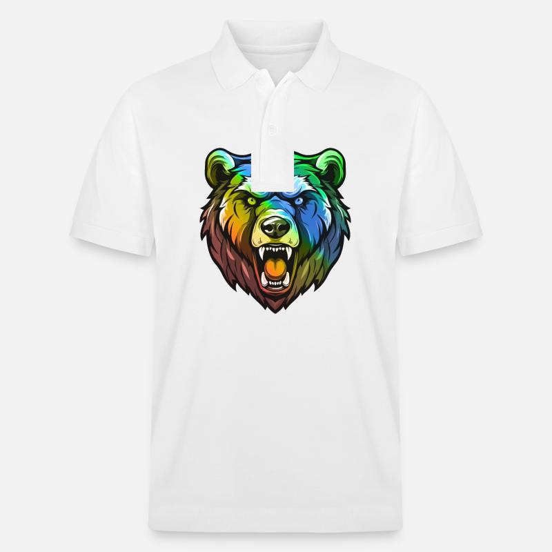 Bär Kopf Bunt - Stanley/Stella Unisex Bio-Poloshirt PREPSTER - Weiß
