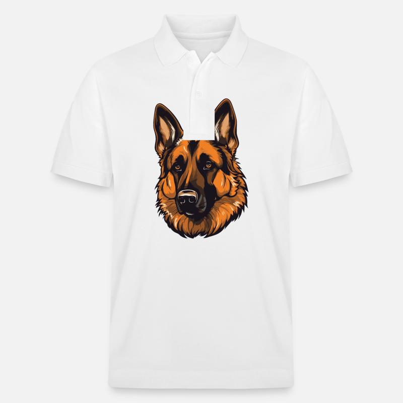 Schäferhund Hund Kopf - Stanley/Stella Unisex Bio-Poloshirt PREPSTER - Weiß