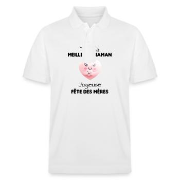 Maman tu es la meilleure - Polo PREPSTER bio Stanley/Stella Unisexe - blanc - Devant - Roxy (174cm) & Andy (188cm)