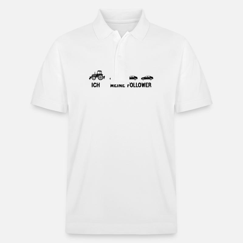 Grüne Lachender Bauer Traktor - Stanley/Stella Unisex Bio-Poloshirt PREPSTER - Weiß