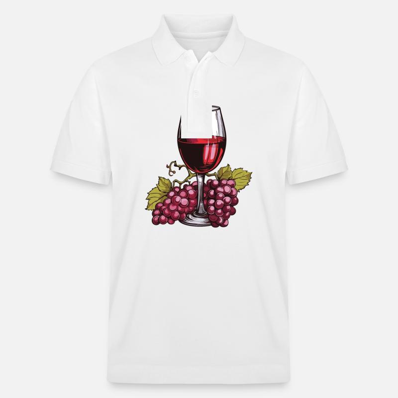Weinglas Trauben Wein - Stanley/Stella Unisex Bio-Poloshirt PREPSTER - Weiß