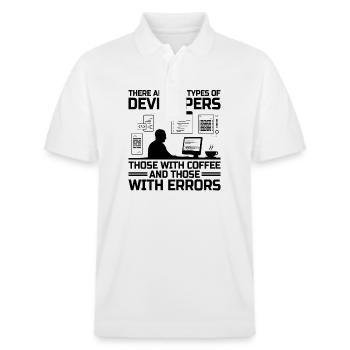 Coffee Coding Programmer Coder Developer Nerd Coff - Stanley/Stella Unisex Organic Polo Shirt PREPSTER - white - Front - Roxy (174cm) & Andy (188cm)