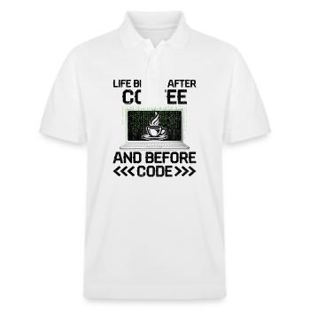 Coffee Coding Programmer Coder Developer Nerd Coff - Stanley/Stella Unisex Organic Polo Shirt PREPSTER - white - Front - Roxy (174cm) & Andy (188cm)