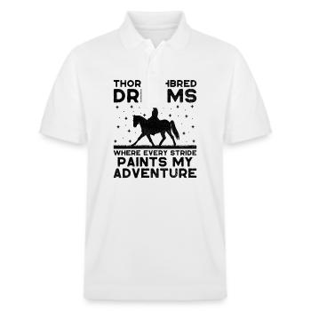 Thoroughbred Horse Racing Riding Equestian Horses - Stanley/Stella Unisex Organic Polo Shirt PREPSTER - white - Front - Roxy (174cm) & Andy (188cm)