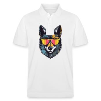 Wolf Kopf Porträt Cool - Stanley/Stella Unisex Bio-Poloshirt PREPSTER - Weiß - Vorne - Roxy (174cm) & Andy (188cm)