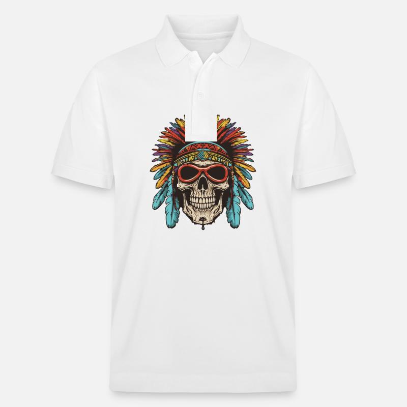 Apache Totenkopf Indianer - Stanley/Stella Unisex Bio-Poloshirt PREPSTER - Weiß