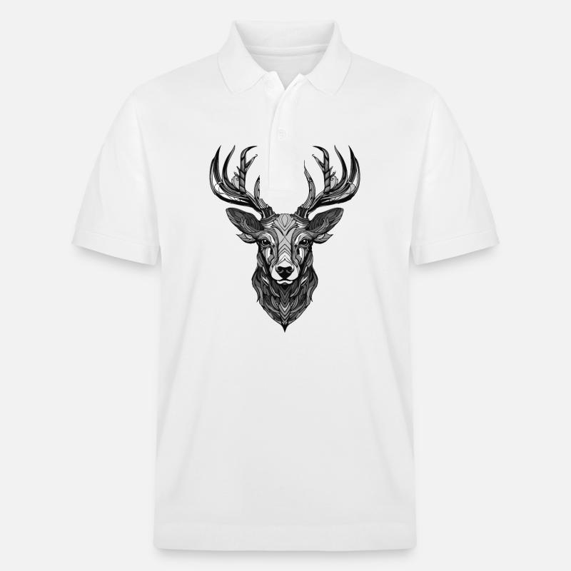 Hirsch Tier Kopf - Stanley/Stella Unisex Bio-Poloshirt PREPSTER - Weiß