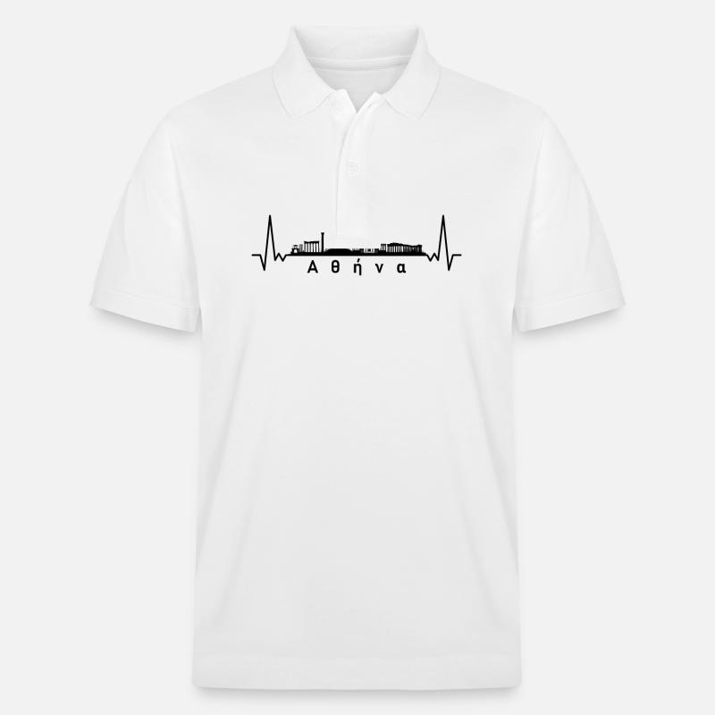 Heartbeat Skyline Grèce Athènes - Polo PREPSTER bio Stanley/Stella Unisexe - blanc