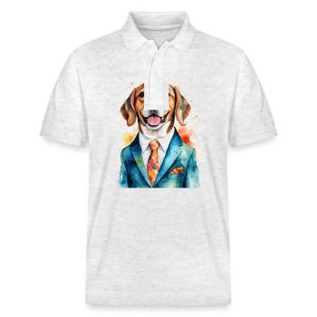 Beagle Suit Dog Colorful Funny Animal Design Print - Stanley/Stella Unisex Organic Polo Shirt PREPSTER - heather white - Front - Roxy (174cm) & Andy (188cm)