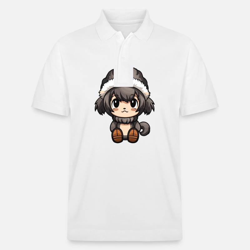 Monkey Winter Comic Cute - Stanley/Stella Unisex Organic Polo Shirt PREPSTER - white